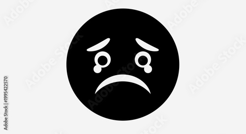 A black and white vector graphic of an angry face emoji