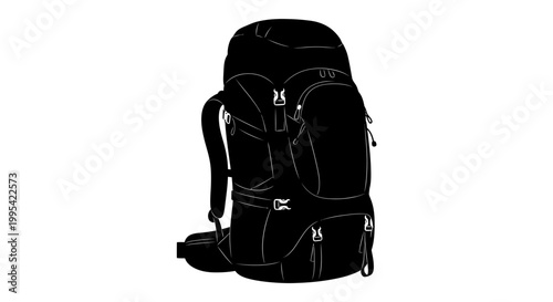 A minimalist vector illustration of a black backpack on a white background