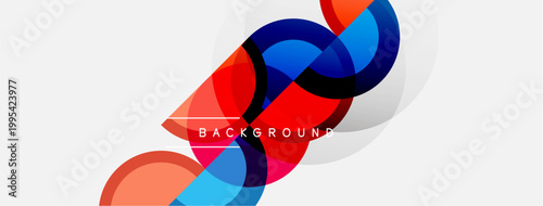 Abstract colorful overlapping shapes create dynamic background. Gradient hues blend, forming modern visual design.