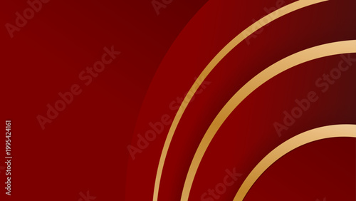Sophisticated red backdrop with golden arc elements perfect for premium branding and celebratory banners