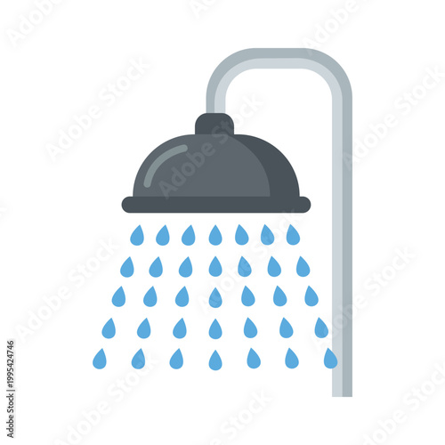 Tableau sur toile Shower Head Illustration Featuring Bathroom Water Flow Fixture and Hygiene Equip