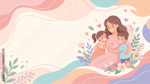 Mothers Day Soft Wave Abstract Background Vector Illustration