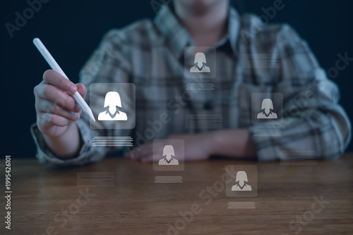 Photos Customer segmentation and user profile management concept with digital interface, illustrating CRM systems, audience targeting, data analytics, personalization, modern customer experience strategies