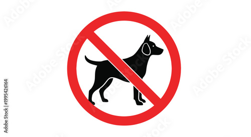 No dogs allowed sign with a red circle and a black dog inside