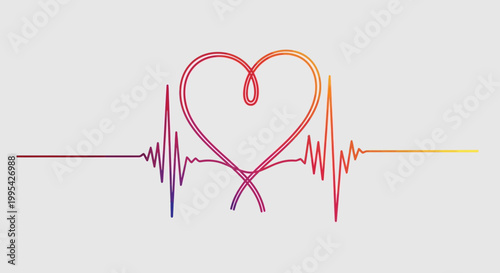 Heartbeat ECG Line Forming a Heart Shape, Symbolizing Love and Life