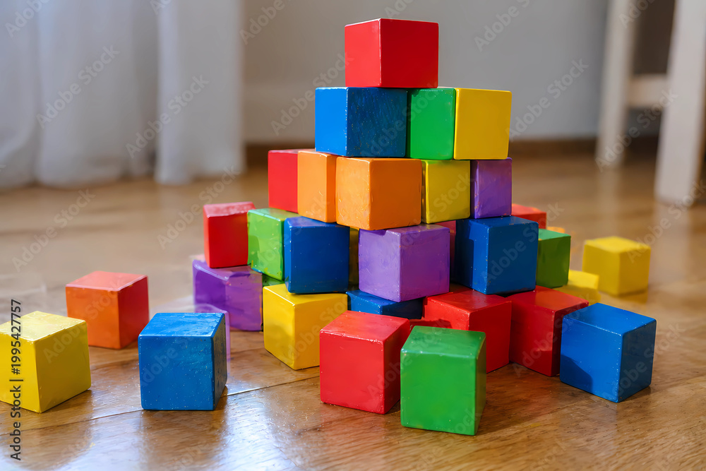 Naklejka premium colorful wooden blocks