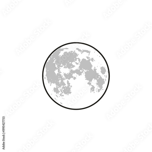 Full moon vector illustration with craters isolated on white