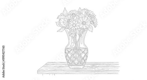 Bouquet of flowers in vase.