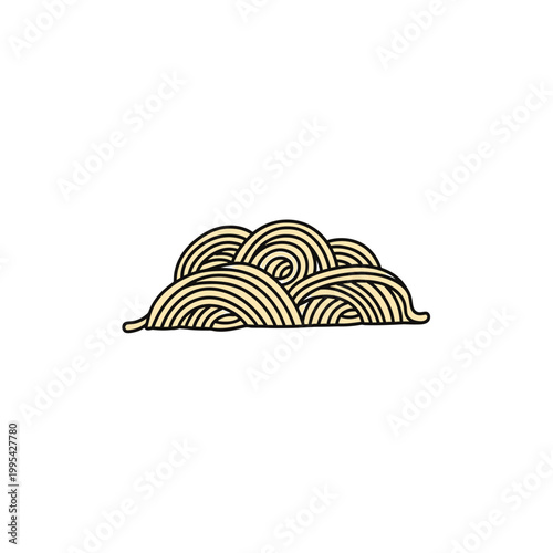 Hand Drawn Ramen Noodles Vector Illustration Isolated on White