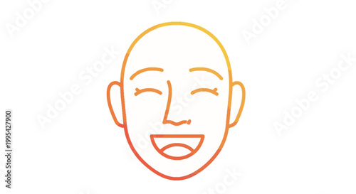 Happy Face Icon, Joyful Expression, Positive Emotion, Gradient Orange and Yellow
