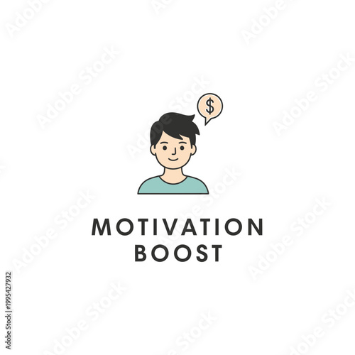 Man Thinking About Money for Motivation Boost Vector Illustration