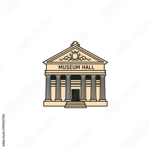 Classical Museum Hall Building Facade Vector Illustration