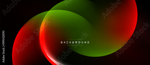 Abstract flowing shapes, red, green hues dominate. Dark background enhances vibrant color gradients. Minimalist design, text reads background.