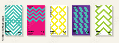 A collection of minimalist posters with geometric backgrounds and clean typography. Vector pattern background for flyer, poster,brochure cover, background,wallpaper typography,decoration,presentation.