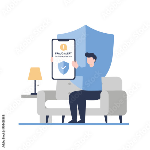 Person Using Smartphone With Security Alert On Screen.