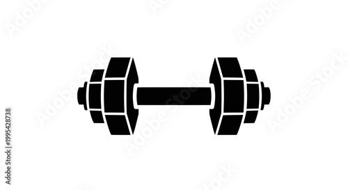 A minimalist vector graphic of a dumbbell icon for fitness and workout designs
