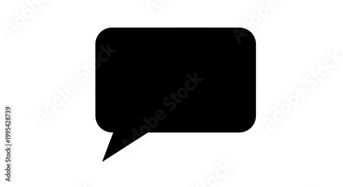 A simple black speech bubble icon on a white background