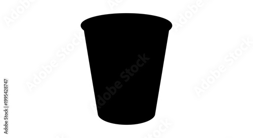 A simple black silhouette of a disposable cup on a white background