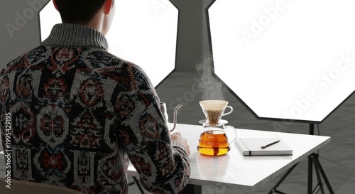 Person Enjoys Elegant Coffee Brew in Modern Cozy Setting