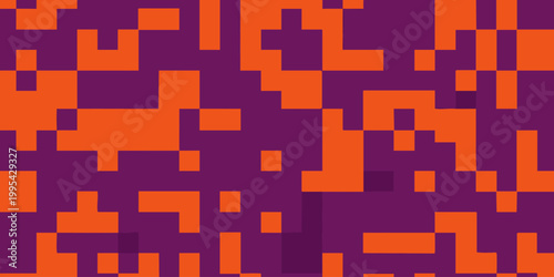 Foto Vibrant purple and orange pixelated pattern fills the entire frame