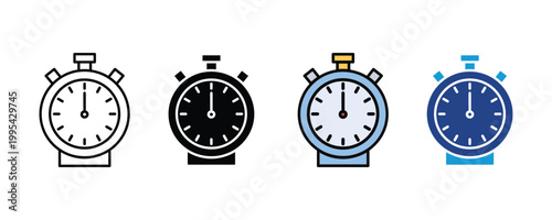 Analog stopwatch timer icon. countdown clock icon . Time management, athletic competition measurement, and productivity tracking symbol. Vector Illustration.