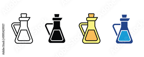 Vinegar icon. Culinary oil bottle and kitchen seasoning icon vector. Food preparation ingredient, restaurant cooking tool, and domestic supply protection symbol. Vector Illustration.