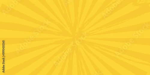 Yellow banner with Sun rays, yellow lines background, light