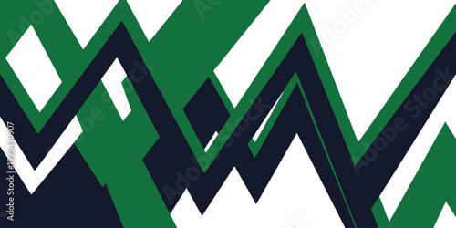 Geometric shapes intersect in abstract green and black composition