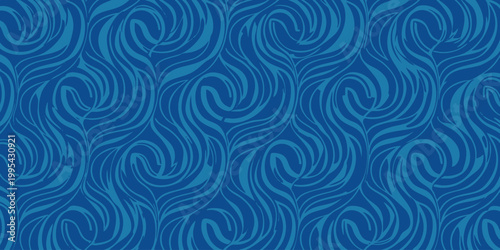 A mesmerizing pattern of swirling blue lines creates a dynamic illustration.