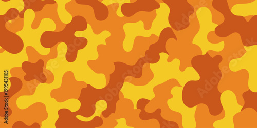 Vibrant abstract pattern with swirling orange and yellow shapes