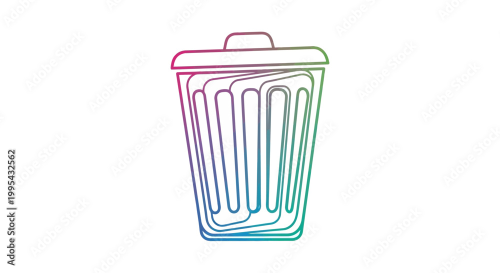 Fototapeta premium Colorful Trash Can Icon with Gradient Colors on White Background