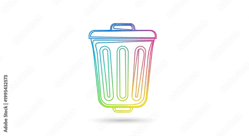 Fototapeta premium Colorful Trash Can Icon, Recycling Symbol, Waste Bin, Garbage Container, Eco Friendly Concept