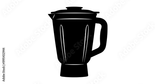 A black silhouette of a blender on a white background, representing a kitchen appliance icon