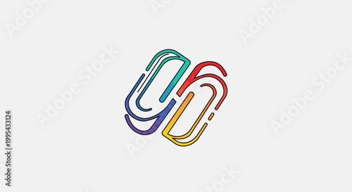 Colorful paper clips forming a stylized infinity symbol on a light gray background