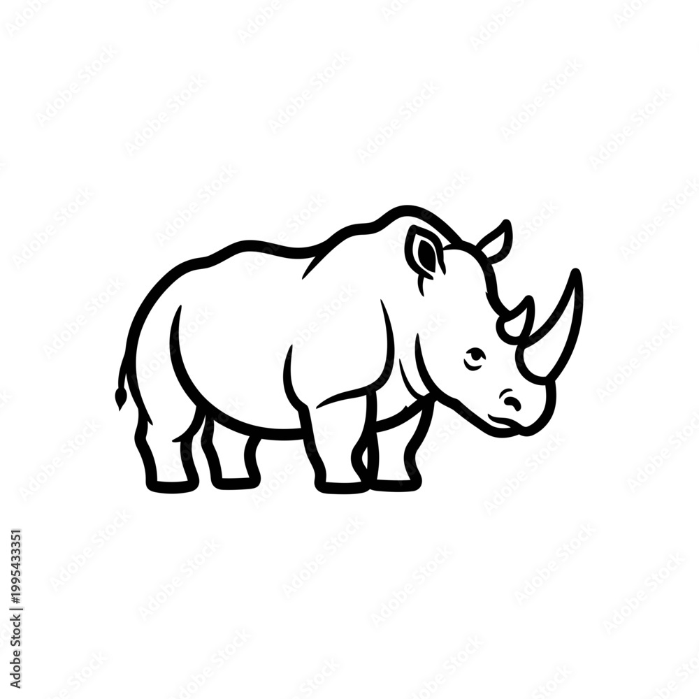 Obraz premium Minimalist Rhinoceros Vector Line Art Illustration