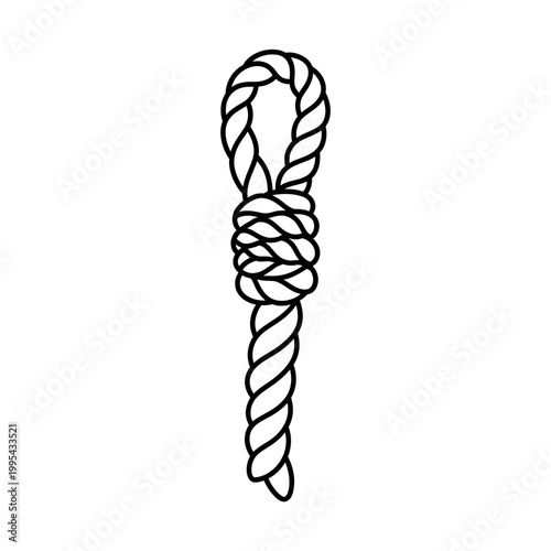 Black and white vector illustration of a hangman noose knot