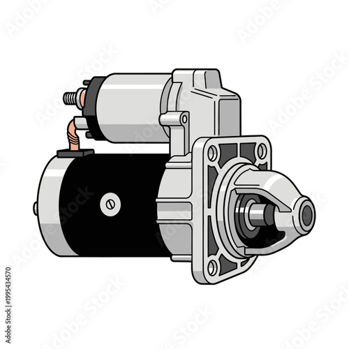 Automotive Starter Motor - Engine Starting Component Illustration