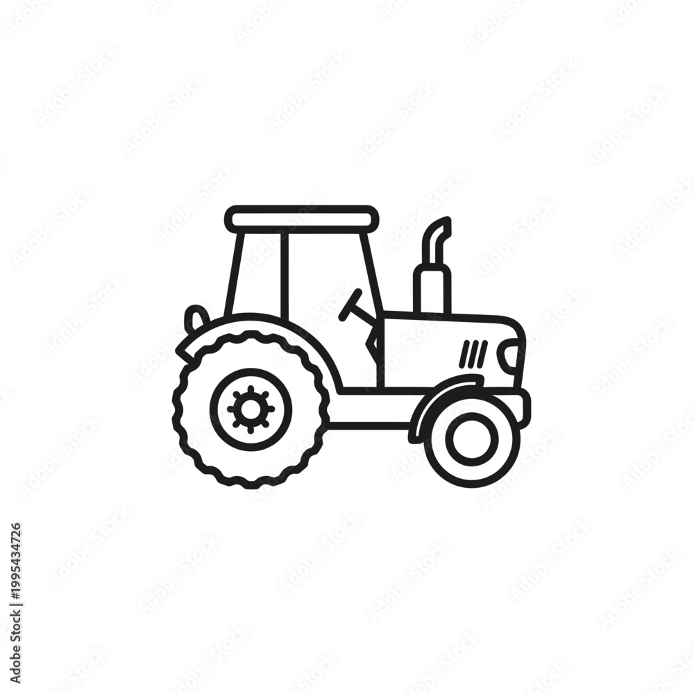 Obraz premium Simple Line Art Vector Illustration of a Farm Tractor