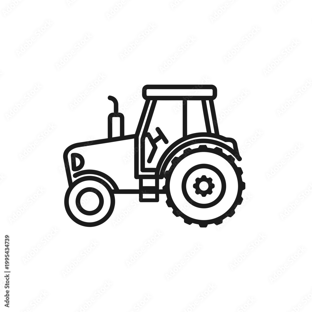 Obraz premium Farm tractor vector line art illustration icon