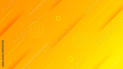 Vibrant yellow and orange background featuring diagonal line patterns and circular geometric shapes for energetic designs