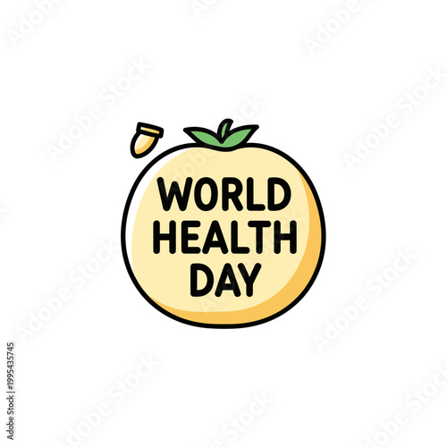 World Health Day Vector Illustration with Fruit and Pill Icon