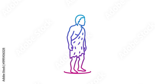 Caveman Icon, Primitive Man Silhouette, Ancient Human, Stone Age Character