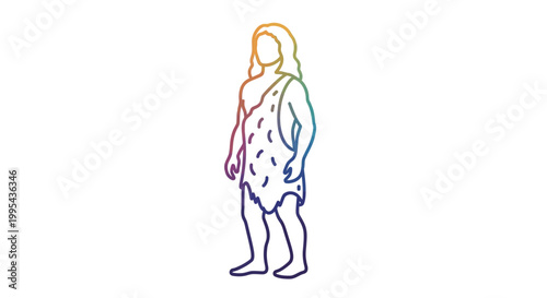 Caveman Illustration: Primitive Man in Animal Skin, Ancient Humanoid, Prehistoric Era