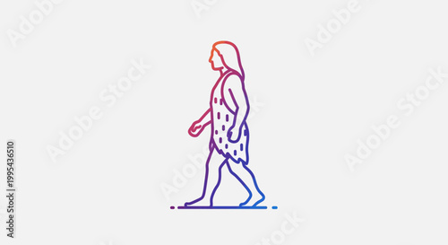 Caveman Walking Silhouette, Prehistoric Man Illustration, Ancient Human Evolution