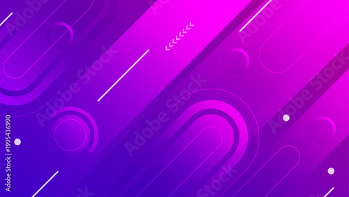 Dynamic purple and violet gradient background with diagonal rounded lines and geometric elements for energetic modern projects