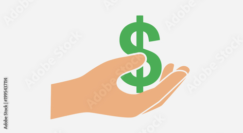 Hand holding a dollar sign symbol.