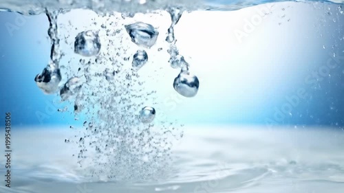 Splashing water forms clear refreshing bubble crown