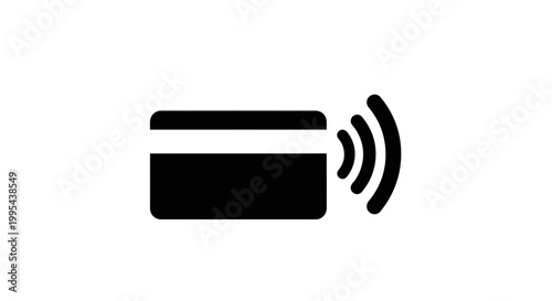 A minimalist vector graphic of a credit card with a wireless signal icon
