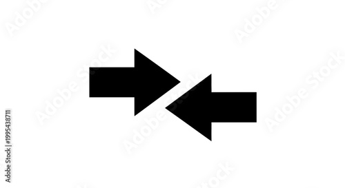 A minimalist vector graphic of two black arrows pointing in opposite directions