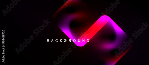 Abstract neon shape over black background. Vibrant colors blend, creating dynamic visual effect. Modern design element.